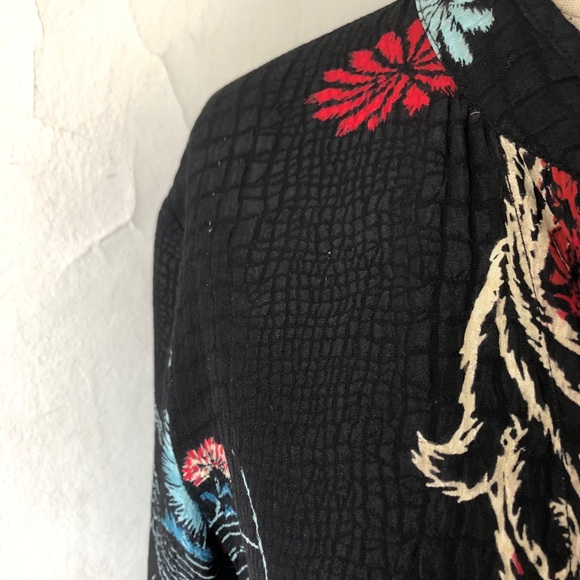 SOLDCitron Santa Monica Silk Asian Floral Print Bl - Picture 7 of 11